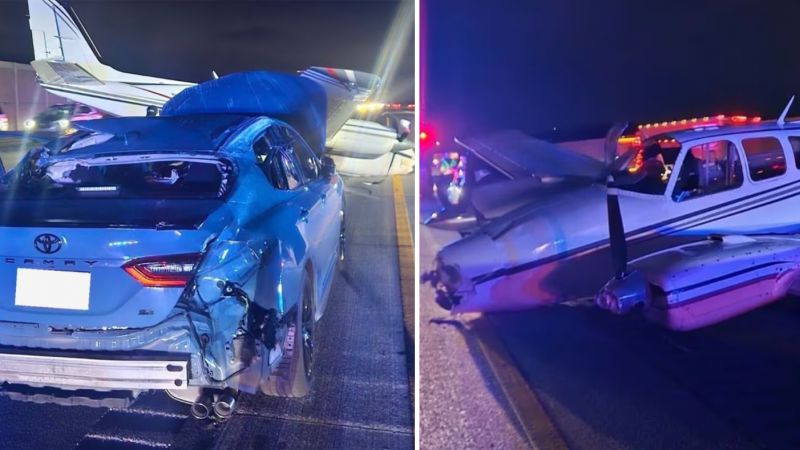 Video: una avioneta se estrelló contra un auto en Estados Unidos